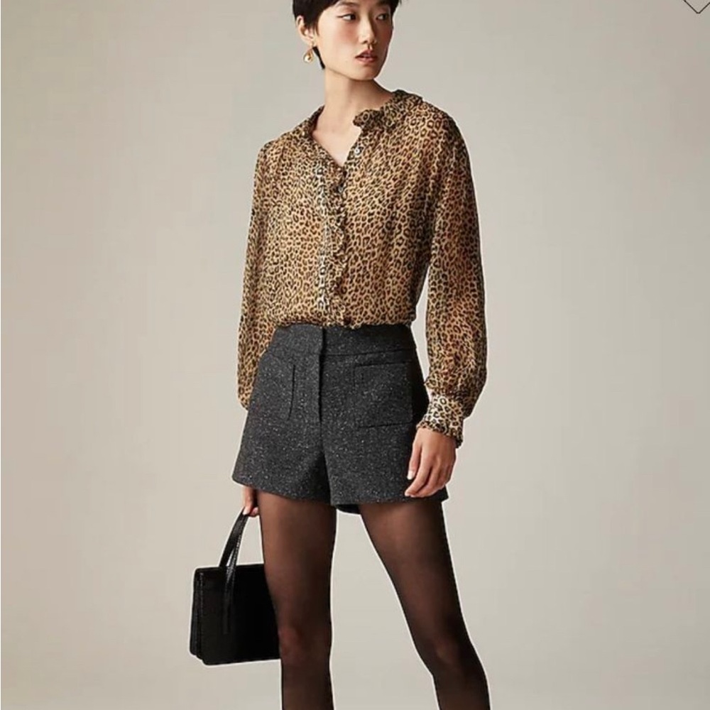 JCrew semi-sheer cheetah blouse with detachable cami. Size 4. New with tags.